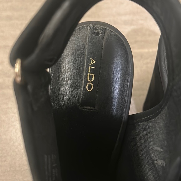 ALDO Black Sling back open toe heels. 4 inch heel - Picture 5 of 5